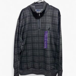 Nautica Gray Plaid Zip Up Sweater Size XXL